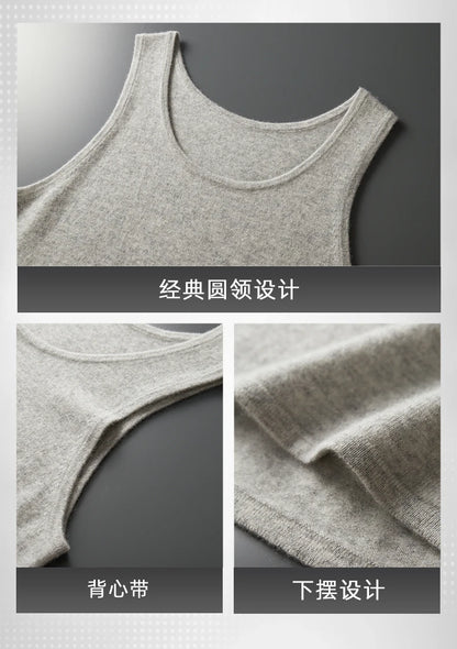 DjzDsm 2025 New H-Shaped Vest Men's Clothing 100% Pure Cashmere Pullover Solid Color Daily Interior Wear Suspender Knit Sweater