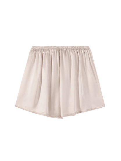 SuyaDream, Woman 100%Real Silk Shorts, 19mm, Elastic Waist, Comfortable Healthy Home Shorts, 2024 Spring Summer Pants, White