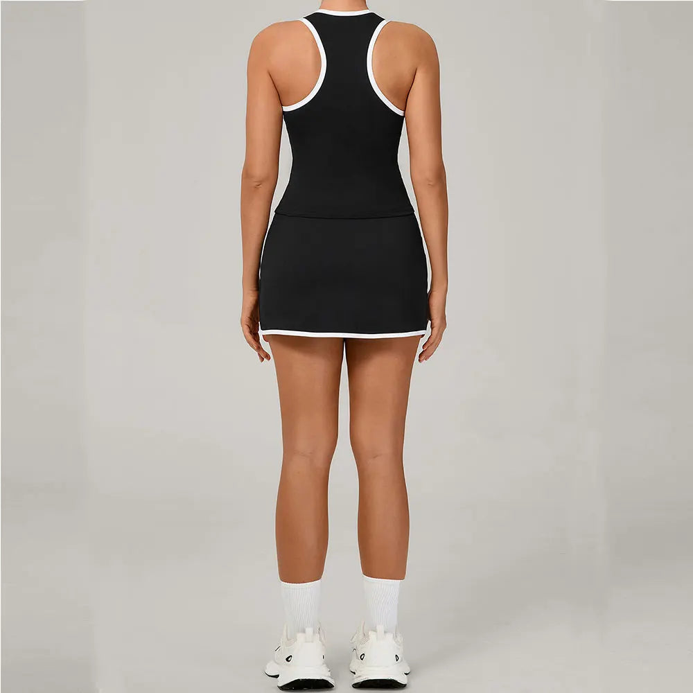 Women Tracksuit 2PCS Yoga Set Sexy Sport Bra High Waist Yoga Short Skirt Gym Clothes Fitness Sleeveless Workout Suit Sporstwear