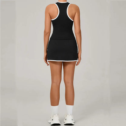 Women Tracksuit 2PCS Yoga Set Sexy Sport Bra High Waist Yoga Short Skirt Gym Clothes Fitness Sleeveless Workout Suit Sporstwear