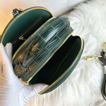 Authentic crocodile leather women's handbag real crocodile leather women's round shoulder bag fashion wallet