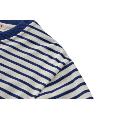Autumn New Heavy Weight Long Sleeve Tshirt Men Cotton Round Neck Stripe Knited T Shirt Men Retro Casual Streetwear Tops Oversize