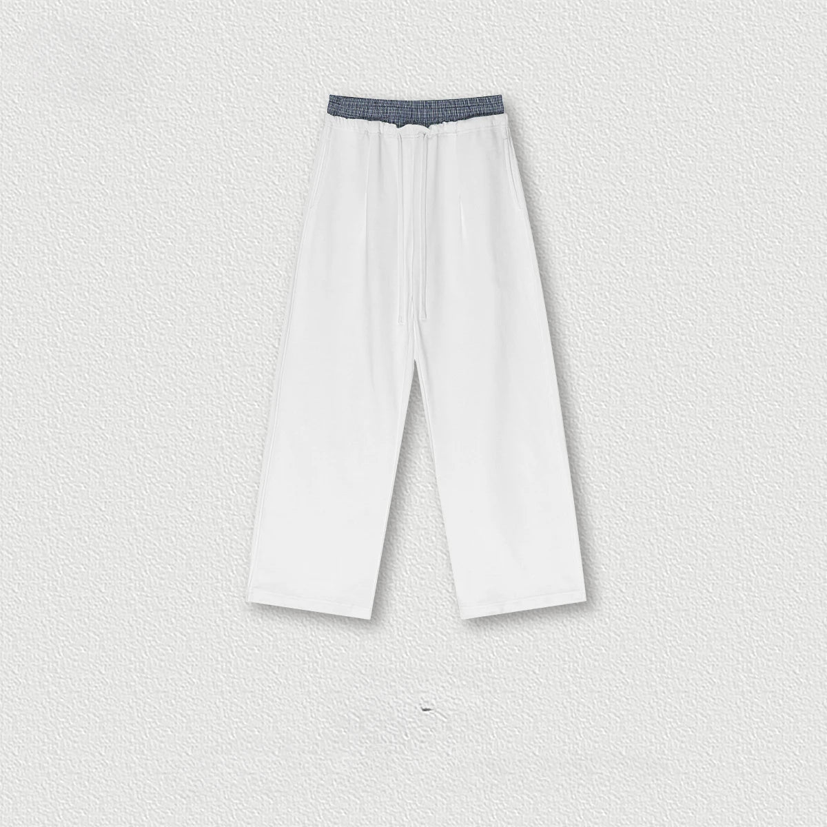 Custom LOGO Men's 2025 Summer 280G American Neutral Wind Splicing Double Waist Wide Leg Pants Sports Straight Couple Sweatpants