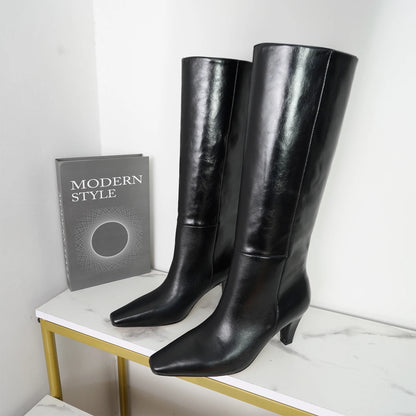 2026 Autumn And Winter Fashion Women's High Top Boots With Pointed Side Zipper Elegant Knight Boots, Sexy Motorcycle Boots 35-42