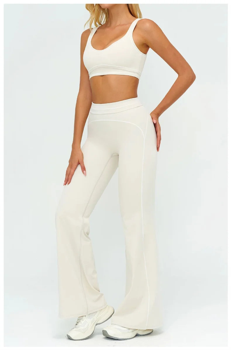 TRY TO BN Women's Tracksuit Sport Bra Yoga Set Contrasting Color High Waist Leggings Fitness Two Pieces Suit Running Gym Clothes
