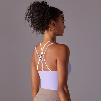 Women Solid Color Fitness Yoga Bra Gym Yoga Top Backless Workout Top Female Push Up Running Sport Bra Sports Underwear Yoga Vest