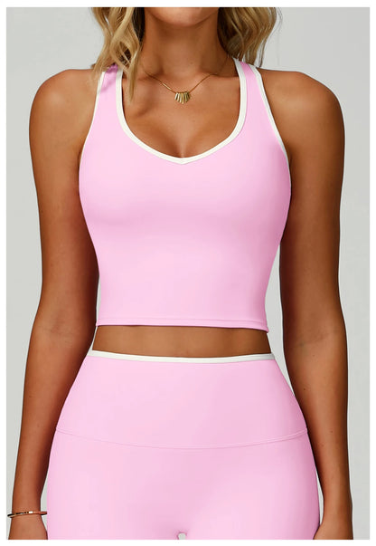 Color Block Sport Bra Yoga Vest Women high strength Tight Top Comprehensive Training Gym Workout Yoga Underwear With Chest Pad