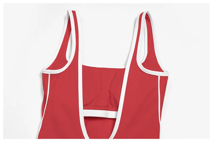 TRY TO BN Sports Jumpsuit Gym Contrast Color Sportswear Backless Fitness Workout One Piece Bodysuit Running Yoga Women Clothing
