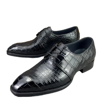 Authentic crocodile leather men's leather shoes business British high-end real crocodile leather men's square toe formal shoes