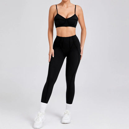 Hearuisavy 2025 New Style 2Pcs Sports Suit Women Workout Bra Suit Running Gym High Waist Legging Quick Dry Tight Yoga Clothing