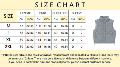 Short Down cotton Vest Women's 2025 Korean Fashion New Stand-up Sleeveless Zipper Student Vest Jacket Black Gray Waistcoat Tide