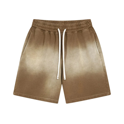 Customized LOGO Men's 2025 New 430G Heavy 100% Cotton Spray Dyeing Old Shorts Street Tide Washing Retro Loose Pants