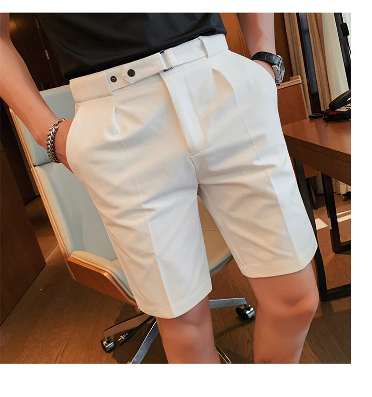 4 Color Summer British Style Suit Shorts 2023 Men Naples Business Casual Slim Fit Short Pant Fashion Slim Fit Solid Color Pants