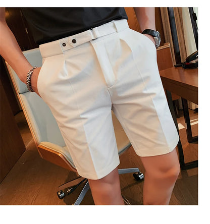 4 Color Summer British Style Suit Shorts 2023 Men Naples Business Casual Slim Fit Short Pant Fashion Slim Fit Solid Color Pants