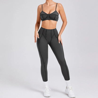 Hearuisavy 2025 New Style 2Pcs Sports Suit Women Workout Bra Suit Running Gym High Waist Legging Quick Dry Tight Yoga Clothing