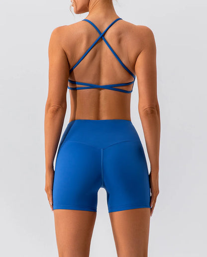 Summer Sexy Gym Top Women Crease Sports Bra Running Back Cross Yoga Bra Breathable Sports Underwear Women Fitness Workout Top