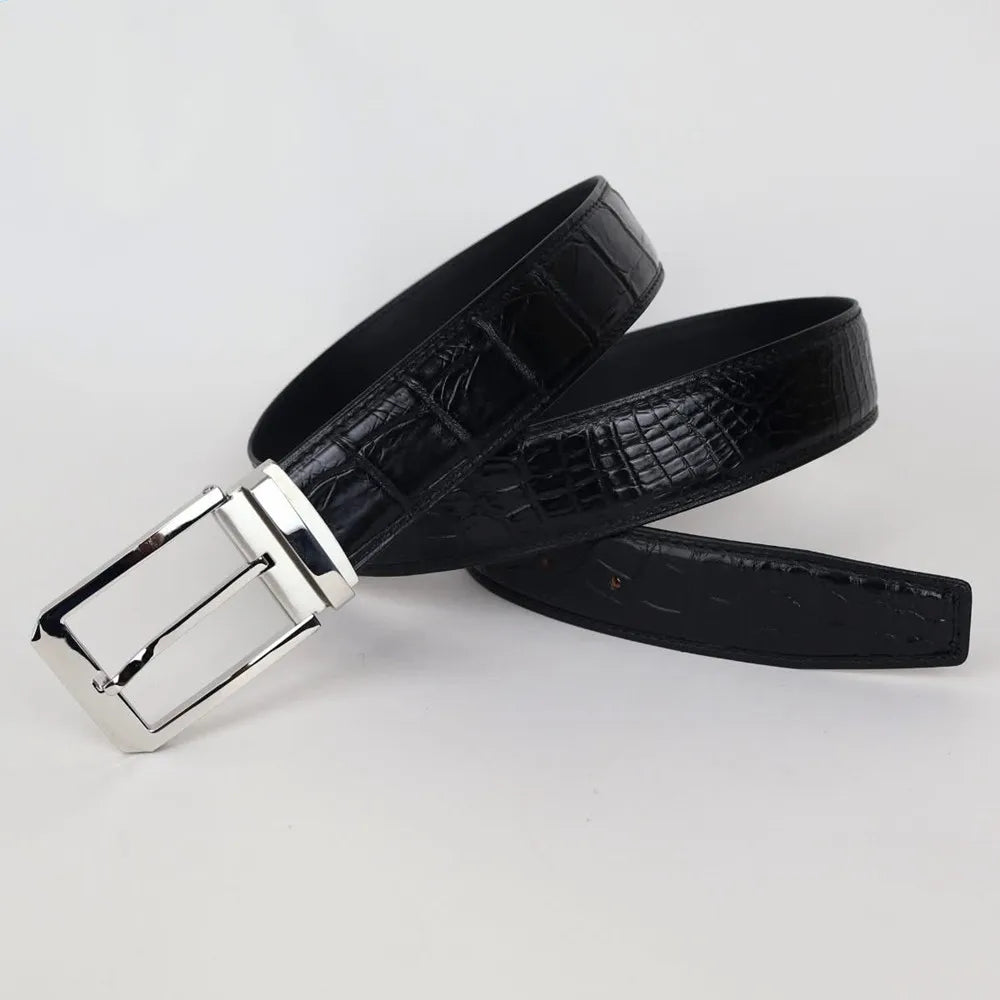 Men's real crocodile leather belt crocodile leather genuine leather luxury brand belt fashion men's belt buckle with suit pants