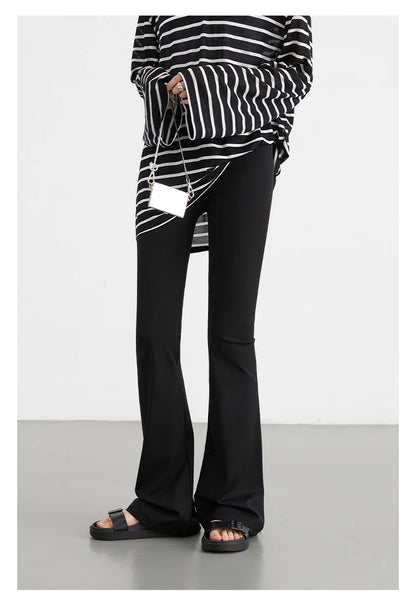 CHIC VEN Women Long Pants Slim New High Waisted Elastic Casual Pant Female Black Flared Trousers Yoga Clothing Autumn 2026