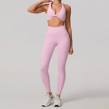 New Summer 2Pcs Women's Quick-Dry Sports Set V-Shaped Bra Female Sleeveless Yoga Outfit Gym Two-Piece Woman Sport Clothes