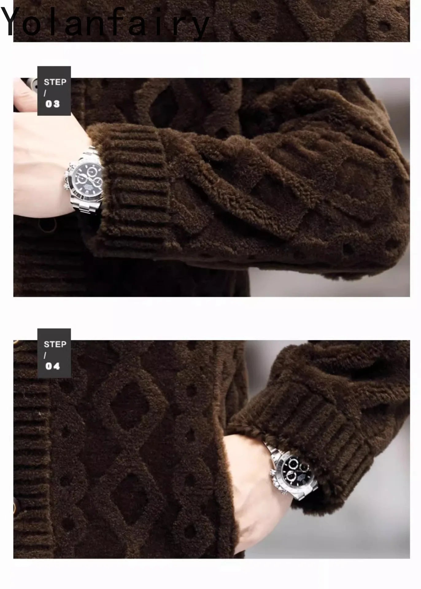 YOLANFAIRY New Sheep Shearing Jacket Men Winter 2025 Double-sided Wear 100% Wool Coat Man Clothing Short Men's Jackets chaqueta