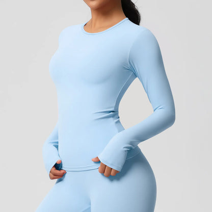 SWELTERING Women Yoga T-shirts Sports Top Long Sleeve Gym Workout Running Shirts Exposed Navel Quick Dry Fitness Gym Sport Wear