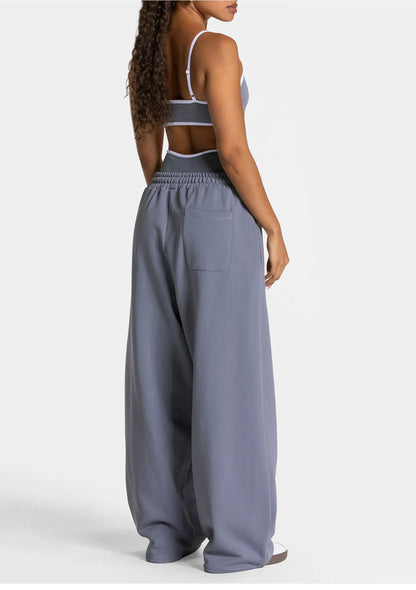 Hearuisavy Women Yoga Pants High Waist Casual Straight Wide Leg Pants Loose Sports Bottoms Outdoor Running Gym Long Trousers