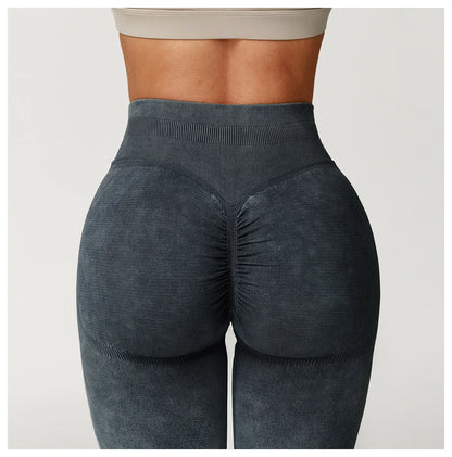 Custom LOGO Women's Seamless Sandblasting Yoga Pants High Waist Hip Lift Tight Running Sports Fitness Yoga Pants