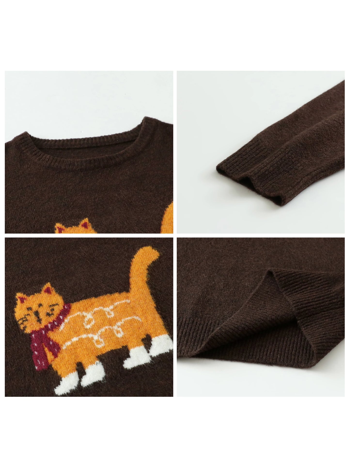 CHIC VEN New Women Sweaters Loose Casual O Neck Cartoon Cat Female Knitted Jumpers Pullovers for Girl Autumn Winter 2025