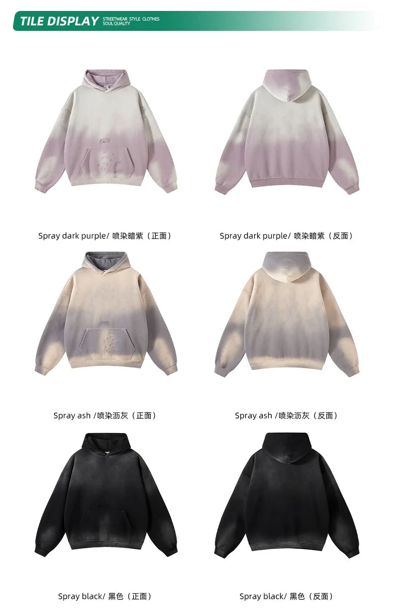 Custom LOGO2024 autumn winter men's women's new 360G cotton polyester spray horse washing water edging tide brand hooded sweater