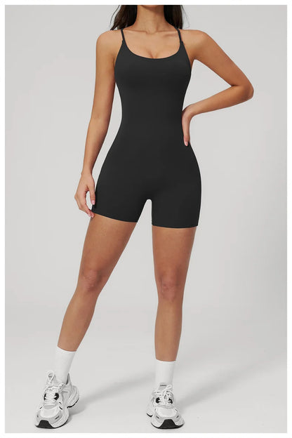 TRY TO BN Yoga Jumpsuit Shorts Cross Beautiful Back Sportswear Fitness Bodysuit One Piece Set Workout Running Gym Women Clothing