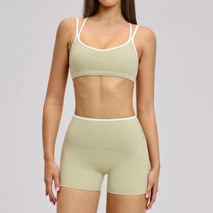 2PCS Workout Clothes Wide Leg Pant Yoga Suits Solid Color Bra Sports Set Gym Tracksuits Female Quick Dry Fitness Suit Sports Set