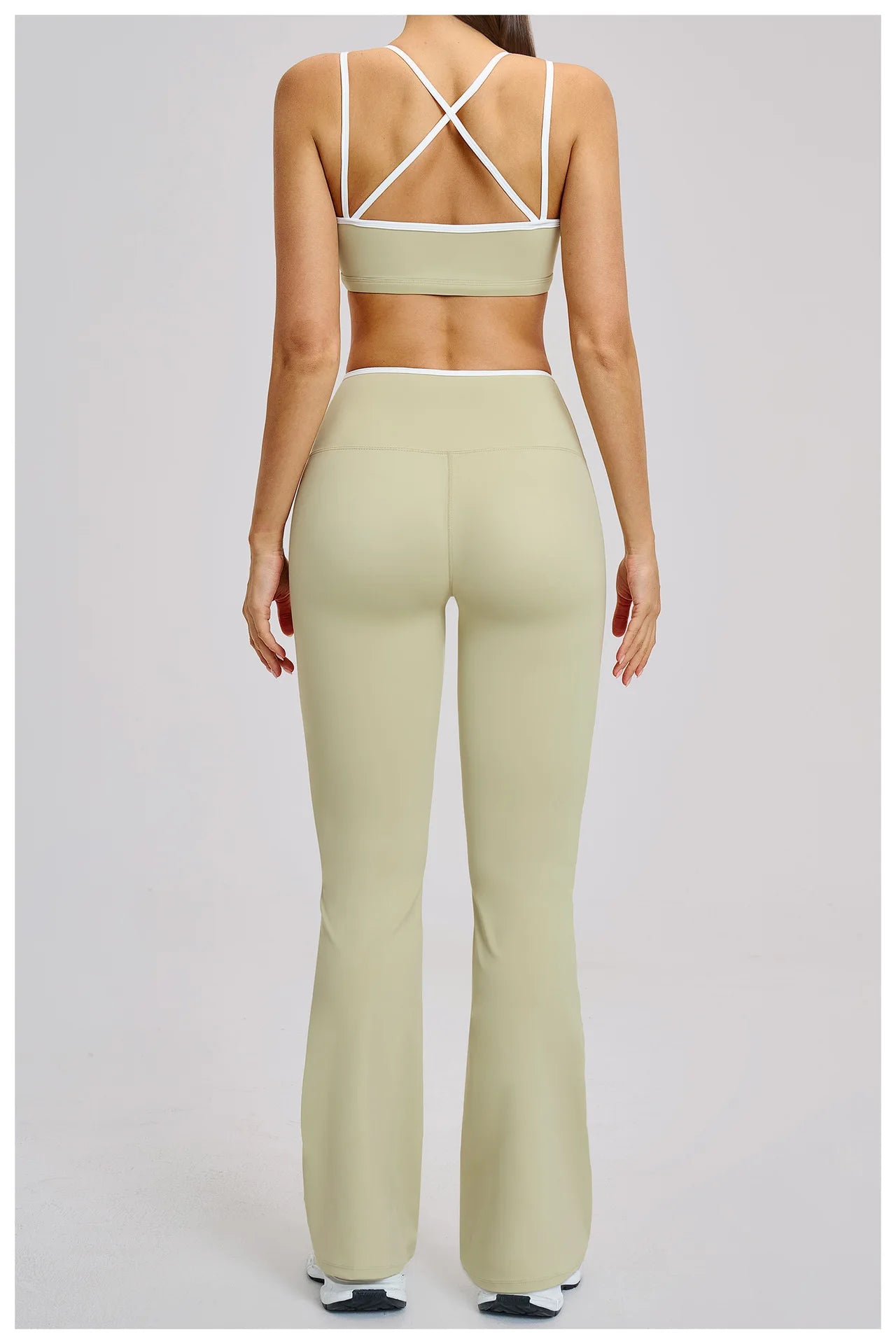 2PCS Workout Clothes Wide Leg Pant Yoga Suits Solid Color Bra Sports Set Gym Tracksuits Female Quick Dry Fitness Suit Sports Set