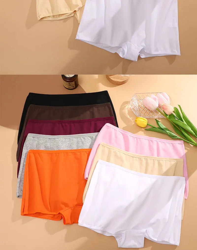 4PCS/Set Women Cotton Panties Sexy Low Rise Boyshorts Seamless Sports Boxers Female Comfortable Underwear Solid Color Lingerie