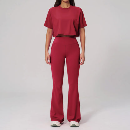Custom LOGO women's yoga clothes, short sleeves, tight quick-drying trousers, fitness clothes, high-intensity sports suits
