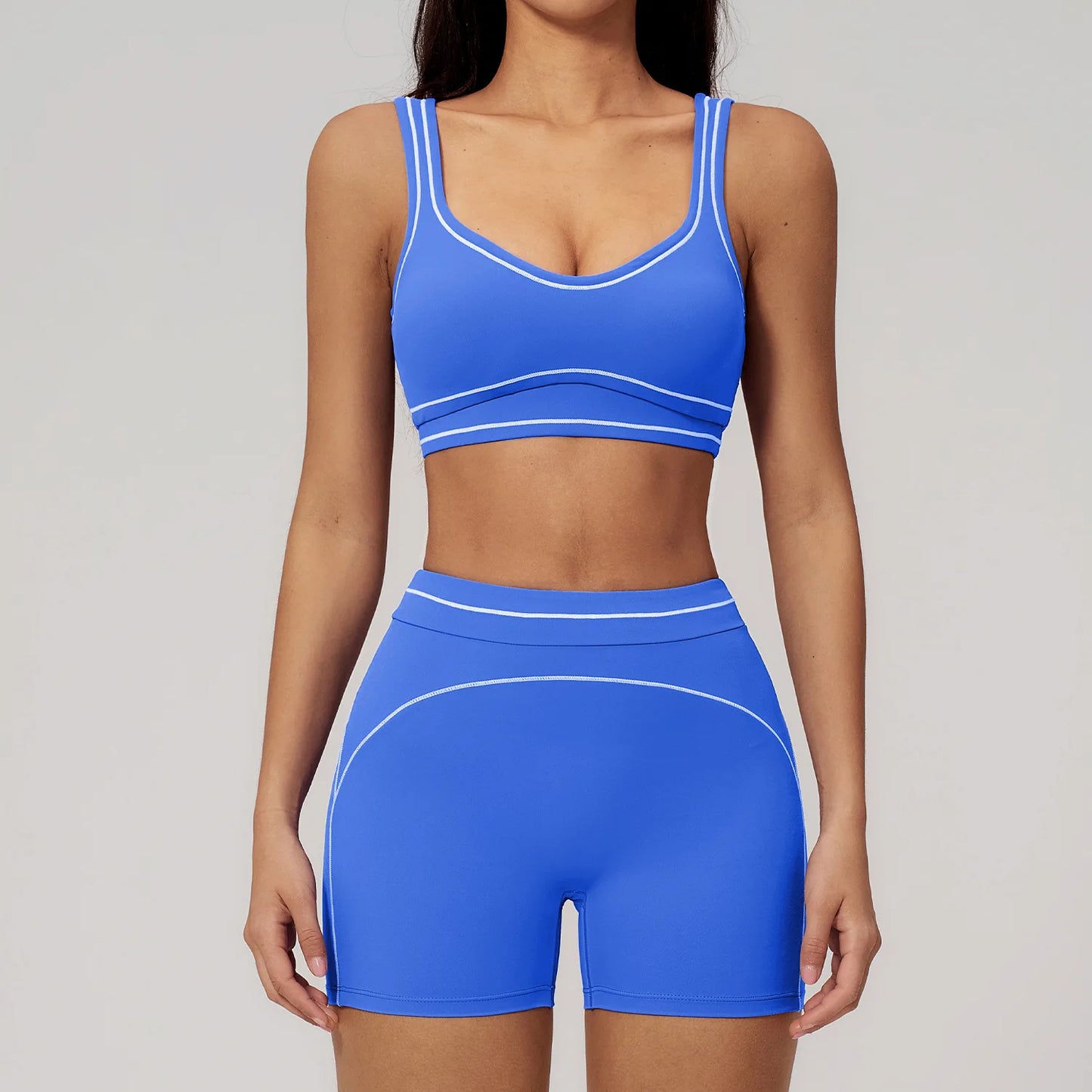 Hearuisavy Summer Yoga Set 2Pcs Women High Support Push Up Sports Top Butt-Lifting Fitness Pants Outdoor Cycling Sports Bra Suit