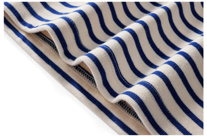 Autumn New Heavy Weight Long Sleeve Tshirt Men Cotton Round Neck Stripe Knited T Shirt Men Retro Casual Streetwear Tops Oversize