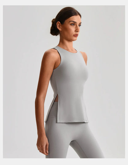 Solid Color Women Fitness Tight Short Yoga T -Shirt Tank Cropped Breathable Sports Running Vest Gym Clothing With Padded Cups