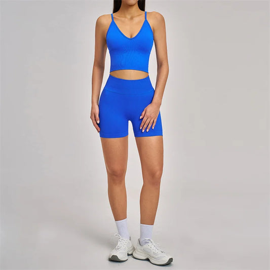 TRY TO BN Seamless Women's Tracksuit Shorts Yoga Set High Waisted Sportswear Fitness Workout Leggings Cycling Running Gym Shorts