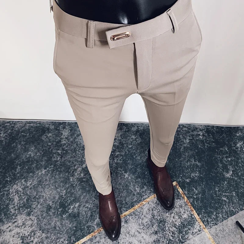 Spring 2026 Mens Casual Slim Fit Dress Pants Streetwear Suit Pants Men High Quality Office Pants All Match ankle Length Trousers