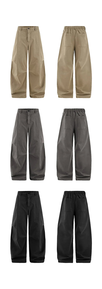Custom LOGO men's clothing 98% cotton pleated tooling wide-leg pants autumn new loose casual men's trousers