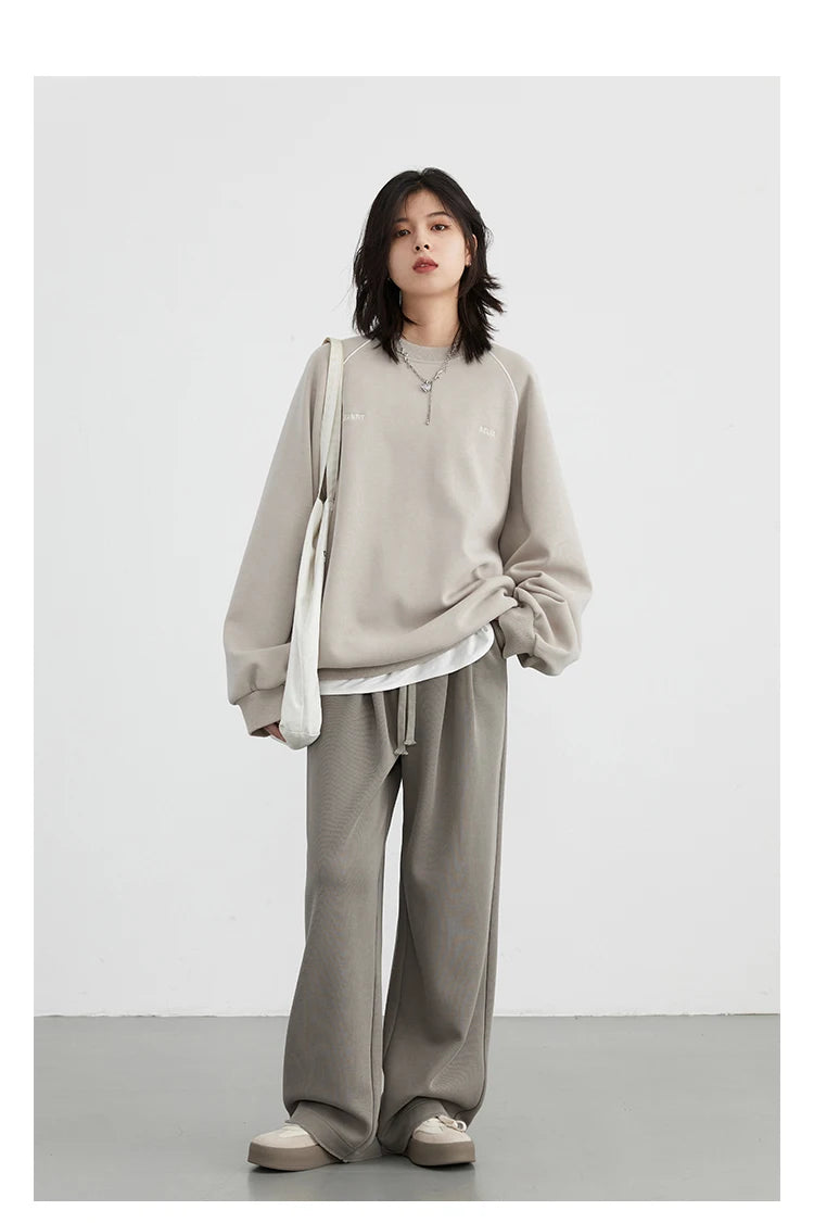 CHIC VEN Women's Pant Streetwear Solid Loose New Drawstring Sports Casual Trousers High Waisted Pants Autumn Winter 2025