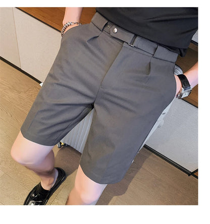 4 Color Summer British Style Suit Shorts 2023 Men Naples Business Casual Slim Fit Short Pant Fashion Slim Fit Solid Color Pants