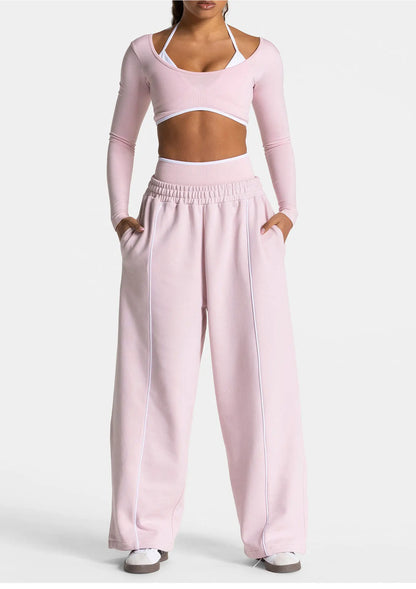 Hearuisavy Women Yoga Pants High Waist Casual Straight Wide Leg Pants Loose Sports Bottoms Outdoor Running Gym Long Trousers