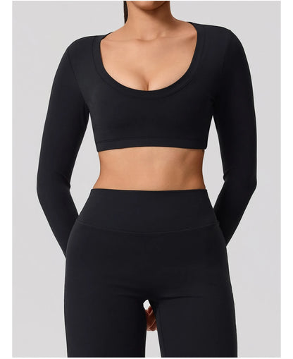 Women's Sports Long Shirt Female Backless Yoga Breathable Soft Shirt Autumn and Winter Training Top Woman Gym Sportswear