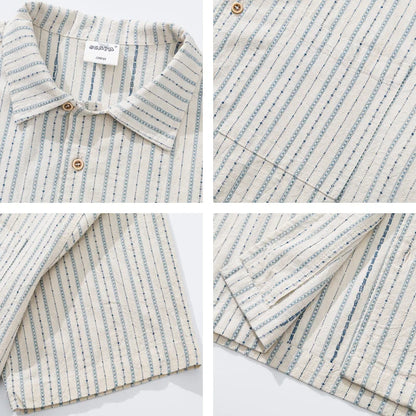 2026 Summer New Japanese Retro Amekaji Cuban Collar Short Sleeved Shirt Men's and Women's Loose Workwear Shirt