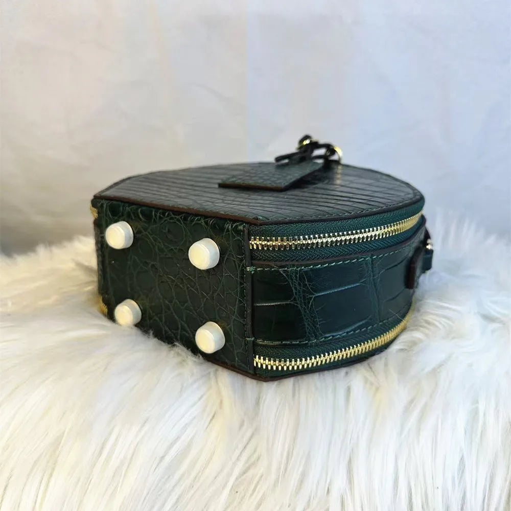 Authentic crocodile leather women's handbag real crocodile leather women's round shoulder bag fashion wallet