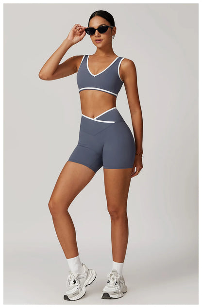 2 Pieces Gym Set Women's Sportswear Sports Bra Top High-waisted Long Pants Tracksuits Suitable For Outdoor Sports Workout Suit