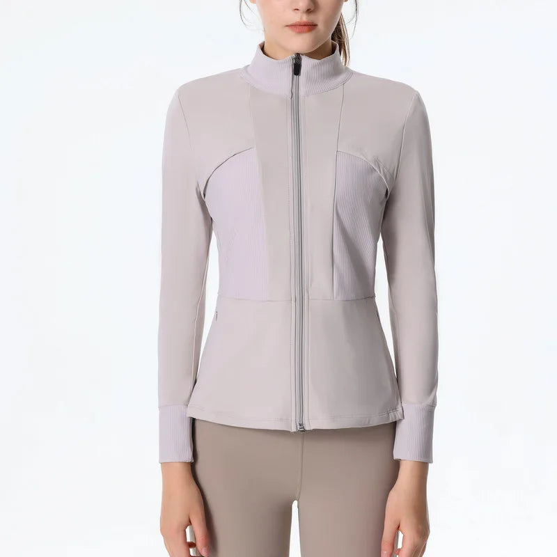 New Autumn SeasonsYoga Wear Women's Running Sportswear Tops Zip Up Sweatshirt Workout Fitness Clothes Cardigan Slim Tight Jacket