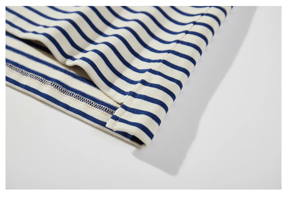 Summer Men's T-shirt, Sea Soul Polo Shirt, Short Sleeved Men's Cotton Loose Casual Striped T-shirt, Fashionable Men's Clothing