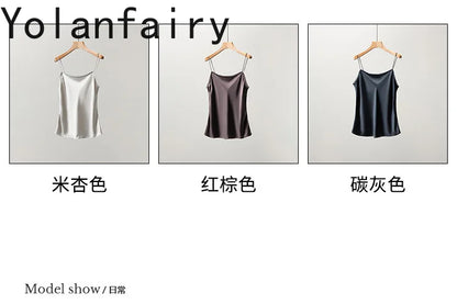 YOLANFAIRY 93% Real Mulberry Silk Camis Woman Clothing 2026 High Quality Silk Satin Tops Women's Tanks Top Sleeveless Basicwear